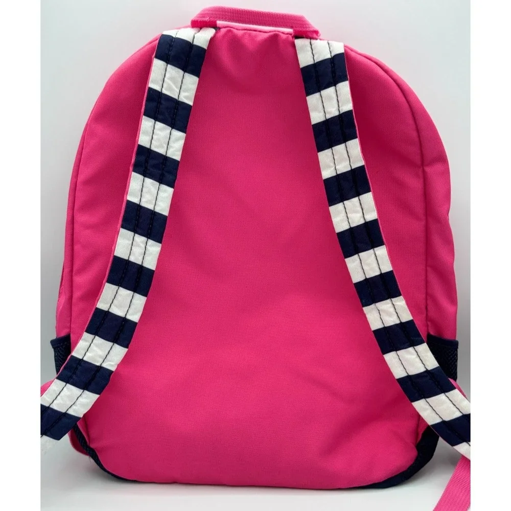 hilfiger Pink Blue White Backpack - 17 Inches - 3 Zipper Sections